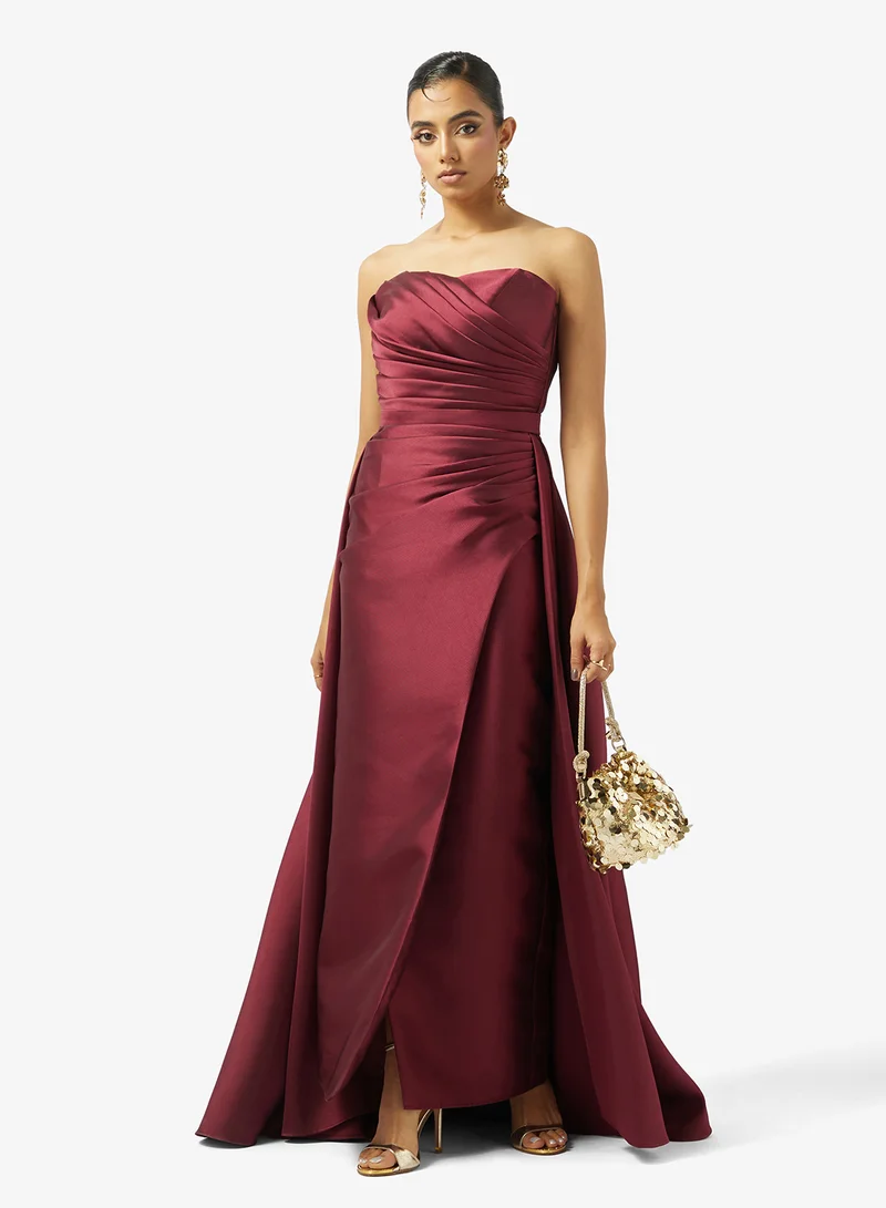 Akadia Fashion  OFF SHOULDER PLEATED BUST TAFFETA DRESS for Women | Best Price UAE